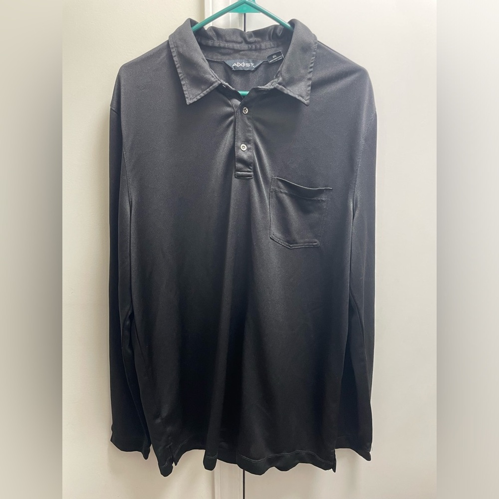 Men’s Axist Black Long Sleeve Performance Golf Polo Shirt Size Large Tall